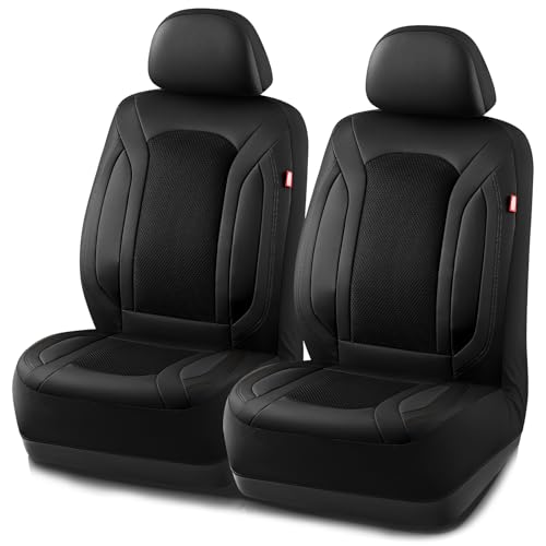 Rubbermaid Leather Mesh Car Seat Covers, Breathable Air Mesh Front Seat Cover, Universal Fit Slip-on Design, Airbag Compatible, Automotive Seat Protector for Most Cars, SUVs, Trucks, Vans-Black - color: Black