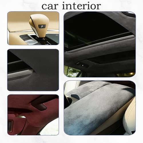 Self-Adhesive Suede Decorative Film for Car - Headliner/Dash/Door/Trunk | Stretchable & Scratchproof Ultra-Fiber Leather | DIY Peel & Stick (Purple, 17"x72")
