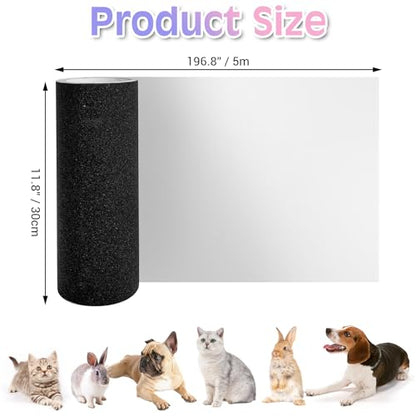 BNOSDM Self-Adhesive Dog Nail File Scratcher Emery Paper Cat Nail Scratch Board Replacement Sandpaper, Cuttable Pet Furniture Scratching Pad Protector for Door and Wall (12in*16ft, Black) - size: 12x197in-16ft