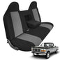Truck Seat Cover Compatible with 1993-1998 Ford Truck Regular XCab Crew Cab, Front Solid Bench Seat with Molded Headrests and Integrated Center Armrest Seat Cover - color: Black and Charcoal