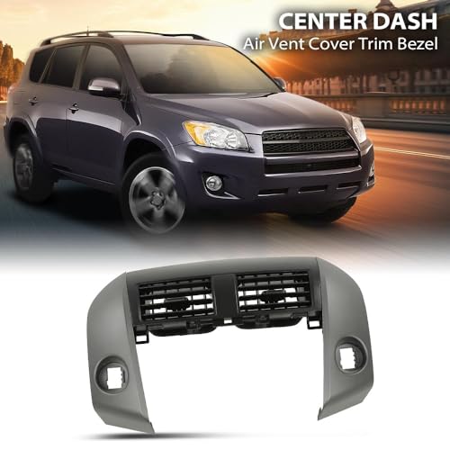 G-PLUS Center Dash A/C Heater Air Vent Cover Trim Bezel Switch Compatible with Toyota Rav4 2006-2012 Dashboard Air Vent Panel - size: 2006-2012 Toyota Rav4 | Black w/ Strip Trim