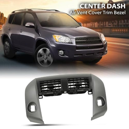 G-PLUS Center Dash A/C Heater Air Vent Cover Trim Bezel Switch Compatible with Toyota Rav4 2006-2012 Dashboard Air Vent Panel - size: 2006-2012 Toyota Rav4 | Black w/ Strip Trim
