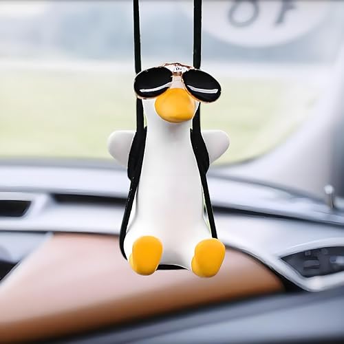Cool Swinging Duck car Hanging Ornament, Pendant Interior Rearview Mirror Decoration and car Rear View mirrior Hanging Accessories(Sunglasses Skinny Duck) - color: Sunglasses Skinny Duck