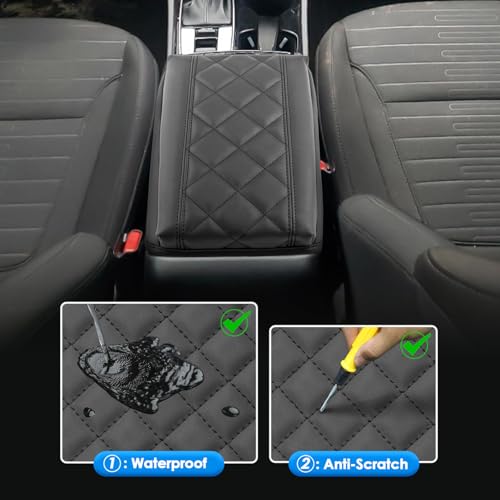 2022-2026 Santa Cruz Center Console Cover for Hyundai Santa Cruz (SE/SEL/Night/SEL Premium/SEL Activity/XRT/Limited), Cushion&Comfy Leather Armrest Cover 2025 Santa Cruz Accessories (Padded) - color: (for Santa Cruz) - Padded