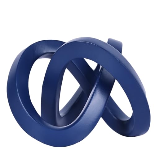 Knot Geometric Sculpture Decor,Mid Century Modern Abstract Figurines,Home Decor Statue,Bookcase Decor,Decorative Accents for Living Room, Coffee Table, Office Desktop, Shelf (Blue) - color: Blue