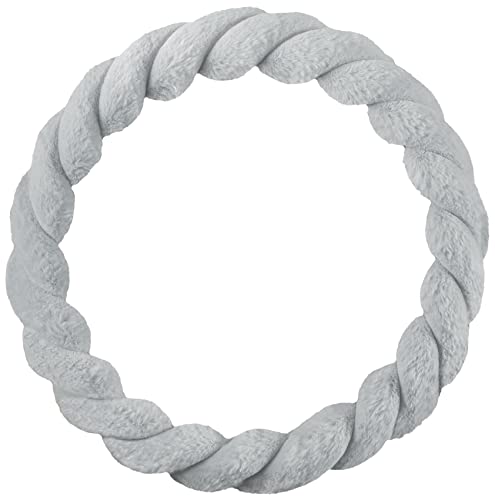 Carbella Twisted Fur Gray Steering Wheel Cover, Standard 15 Inch Size Fits Most Vehicles, Fuzzy Fluffy Car Steering Cover with Soft Faux Fur Touch, Car Accessories for Women - color: 1-Twisted Fur Gray