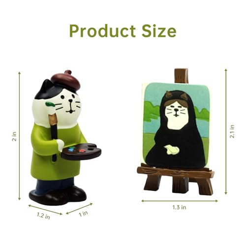 RAQWI Cute Mini Cat Figurine Resin Cat for Office, Home Decoration Perfect Cute Cat Gift for Cat Lovers - style: Artist