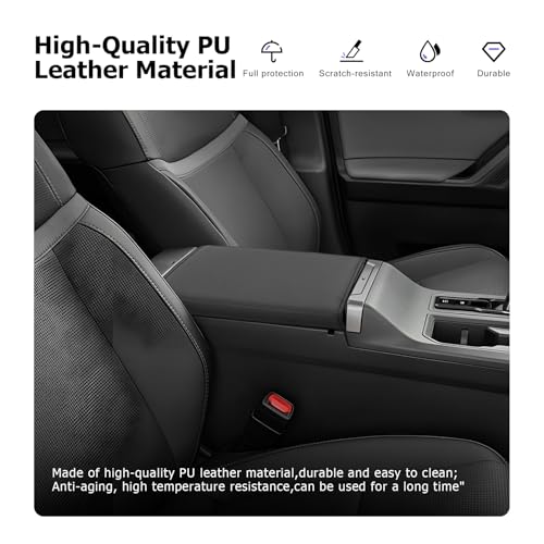 LUWU 2026 RAV 4 Center Console Cover Compatible with 2026 RAV 4 LE/XLE/Limited/Adventure/TRD Off-Road Accessories 2026 RAV 4 Armrest Cover Armrest Console Cover PU Leather Material(Black) - color: RAV 4 2026 Armrest Cover