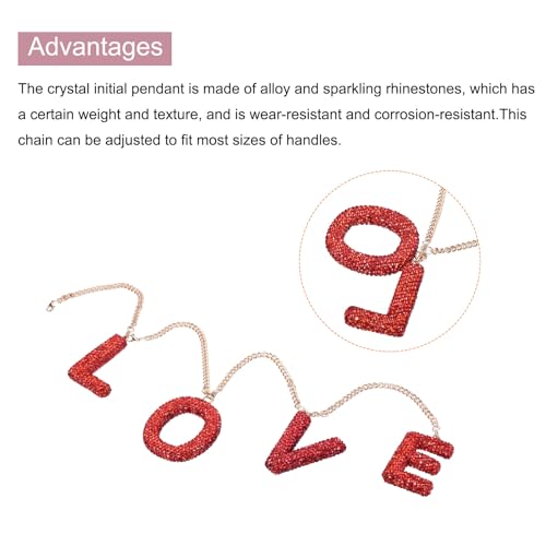 MECCANIXITY Bling Car Letter Charm, Initial Q Letter Interior Car Rear View Mirror Decoration Hanging Crystal Ornaments for Women Bags Water Cup DIY Craft, Red - style: Letter Q