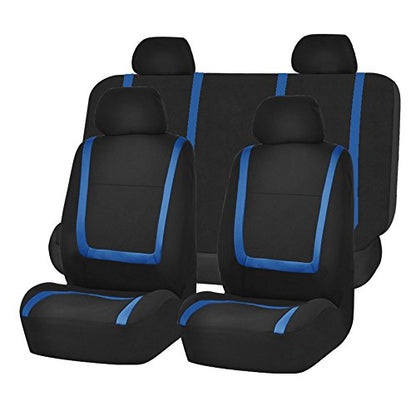 FH Group Car Seat Covers Full Set Cloth - Universal Fit Automotive Seat Covers, Low Back Front Seat Covers, Solid Back Seat Cover, Washable Car Seat Cover for SUV, Sedan and Van Blue - color: Blue, size: Full Set