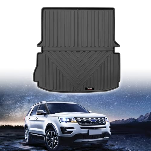 Custom for 2011-2019 Ford Explorer Cargo Mats Trunk Liner with 3rd Rear Seat Backrest Mat All Weather TPE Protection Mat Accessories (for 2011-2019 Ford Explorer) - color: for 2011-2019 Ford Explorer