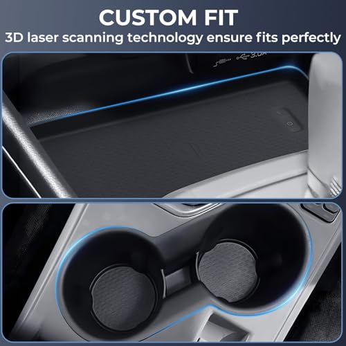Cup Holder Insert & Wireless Charging Protective Mats for Subaru Crosstrek/Impreza 2026 2025 2024, Center Console Interior Accessories Cup Holder & Wireless Charger Cover Pad, Black - style: Fits for 2024-2026 Crosstrek/Impreza