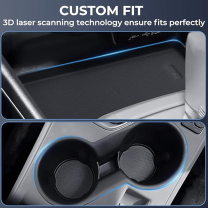 Cup Holder Insert & Wireless Charging Protective Mats for Subaru Crosstrek/Impreza 2026 2025 2024, Center Console Interior Accessories Cup Holder & Wireless Charger Cover Pad, Black - style: Fits for 2024-2026 Crosstrek/Impreza