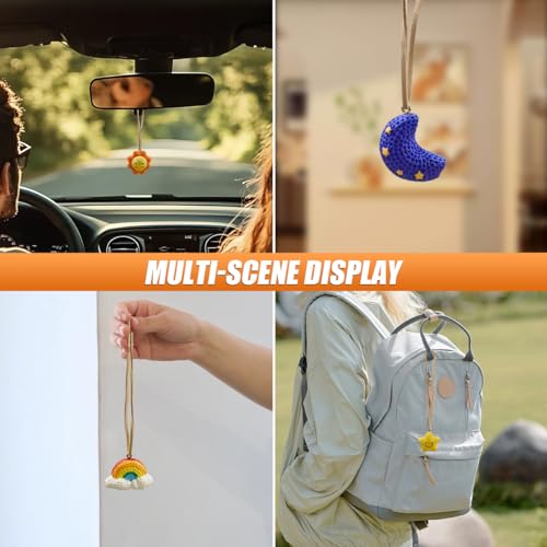 Cute Rainbow Car Rear View Mirror Hanging Ornament, Resin Cartoon Waterproof Swing Charm, Auto Interior Pendant Decor for Women Men, Ideal Present(Rainbow)