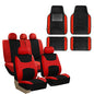 FH Group Light & Breezy Cloth Seat Full Car Seat Covers (Airbag & Split Ready) with Carpet Floor Mats- Universal Car, Truck, SUV, or Van (Red/Black) FB030115 - color: Red