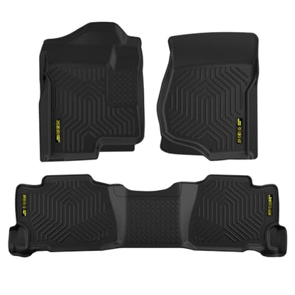PIT66 Floor Mats Compatible with 2007-2013 Chevy Silverado/GMC Sierra 1500 Crew Cab, Fit 2007-2014 Silverado/Sierra 2500/3500 HD Crew Cab, TPE 3-Piece Floor Liners - size: Fit Chevy Silverado Crew Cab 2007-2013 | 3PCS