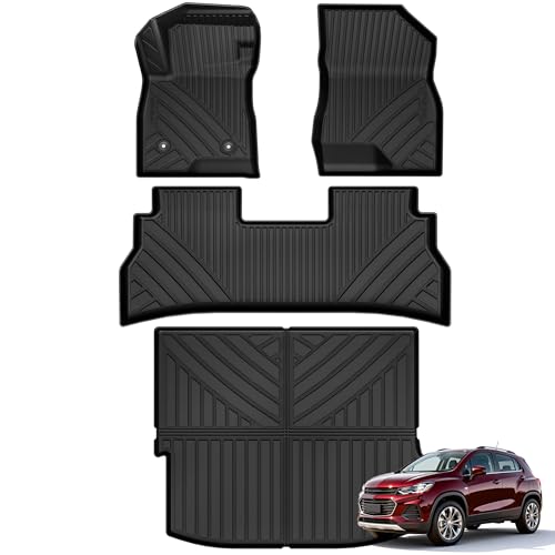 YITAMOTOR Floor Mats Fit for 2024 2025 2026 Chevrolet Trax ACTIV/LS/LT/RS, TPE All Weather Custom Fit Floor Liners & Cargo Mat for Chevy Trax Accessories, Automotive 1st & 2nd Row Car Mats Set, Black - style: 24-26 Chevy Trax Full Set