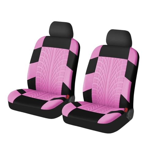 Osilly 2PCS Car Seat Covers for Front Seats, Breathable Waterproof Polyester Auto Seat Protectors, Universal Vehicle Split Cushion Cover, Driver Interior Accessories for Car, Truck, SUV (Pink) - color: Pink