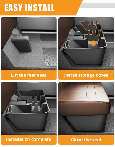 KINGGERI Under Seat Storage Boxes - Compatible with 2019-2026 Dodge Ram 1500 Crew Cab (Not for Classic), Heavy Duty Upgraded Rear Under Back Seat Storage Truck Cargo Black Tool Box Organizer