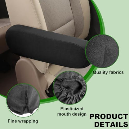 2 PCS Car Front Seat Armrest Covers, Comfortable Front Seat Armrest Protectors, Protective Arm Rest Pair Replacement Fit for Trucks, SUVs, and Vans, Car Accessories (Black)