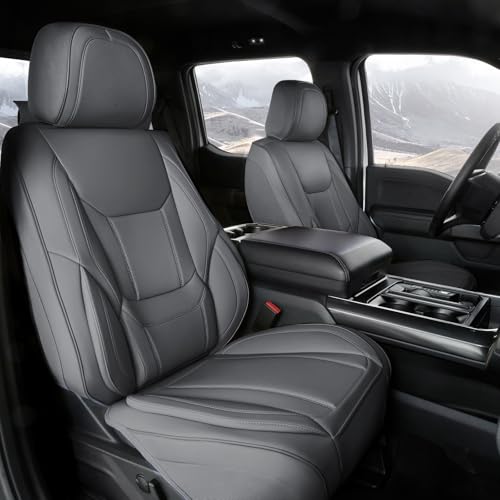 Coverland Custom Car Seat Covers Compatible with 2021-2024 Toyota Venza - Premium Leather Non-Slip Memory Foam Waterproof Seat Cover Custom fit Interior Protector [Front-Dark Gray] - color: Dark Gray, size: Front