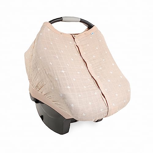 Little Unicorn Baby Car Seat Canopy | Soft & Breathable Muslin Fabric | Magnetic Closure Cover & Universal Fit | for Protection & Privacy | Nursing Cover (Taupe Cross) - color: Taupe Cross