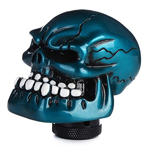 Skeleton Shifter Knobs Skull Gear Lever Handle Car Shift Head Fit Most Manual Automatic Transmission, Metallic Blue - color: Green 2