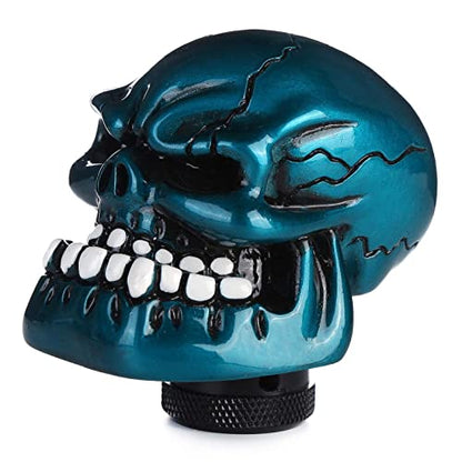 Skeleton Shifter Knobs Skull Gear Lever Handle Car Shift Head Fit Most Manual Automatic Transmission, Metallic Blue - color: Green 2