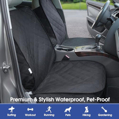 ALLANSING Front Seat Cover for Dogs with Side Flaps, Heavy Duty 900D Waterproof Seat Protector, Protects from Dirt & Scratches, for Pets & Daily Use, Fits Cars SUV Trucks Minivans (2-Pack) - size: 2_Pack