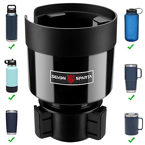 Seven Sparta Car Cup Holder Expander with Offset Adjustable Base, Compatible with Hydro Flasks 32/40 Ounce, Compatible with Yeti Ramblers 20/26/30 Ounce, Other Bottles in 3.4"-3.8" (Black) - color: Black, size: Medium*1