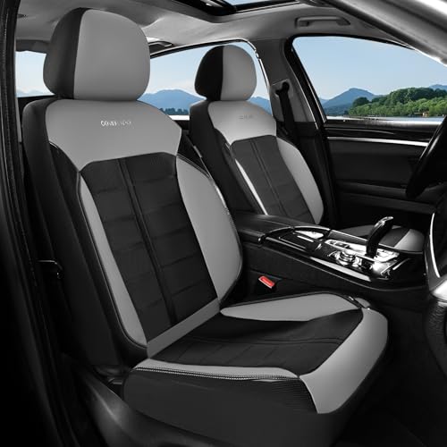 Coverado Air Mesh Seat Cover, Car Seat Cover Front Seats, 3D Breathable Seat Protectors Sports Carbon Fiber Design Airbag Compatible Comfort Universal for Most Cars, Van,Trucks, SUV, Black&Grey - color: Black&Gray, size: Front