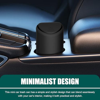 Eratus Pack-1 Car Trash Can, 6.2" x 2.5" Silicone Noiseless Environmentally Friendly Waterproof Storage Bin, Odor Isolation Detachable Cleanable Cup Holder Trash Can, Universal for Cars (Black)