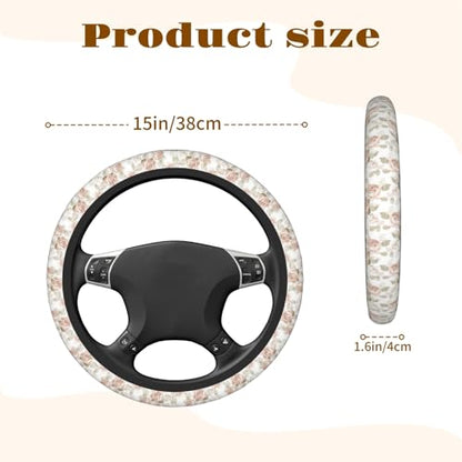 Steering Wheel Cover Accessories Neoprene Cover, Breathable Non-Slip Easy to Install Suitable for Women Men, 14.5-15.5 Inch for Car SUV Van Truck Universal - Pink Rose - color: Pink Rose