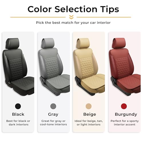 Black Seal 2-Pack Front Car Seat Covers, Faux Leather Seat Bottom Covers with Partial Backrest Protection, Side Wrap Design, Universal Fit for Most Cars, SUVs, Trucks, Vans (Beige)