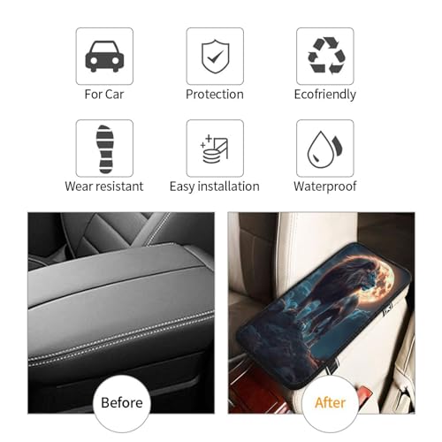Universal Car Center Console Cushion Pad, Leo Moon Soft Waterproof Car Center Console Cover Auto Armrest Seat Box Cover Protector for Most Vehicle SUV Truck Car - color: Leo Moon