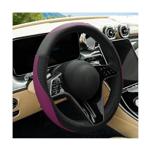 Car Steering Wheel Cover, 14.5-15" Leather Massage Grip Non-Slip Steering Wheel Protector, Comfortable Automotive Interior Decoration Accessories, Universal for Van Truck RV (Purple) - color: Purple