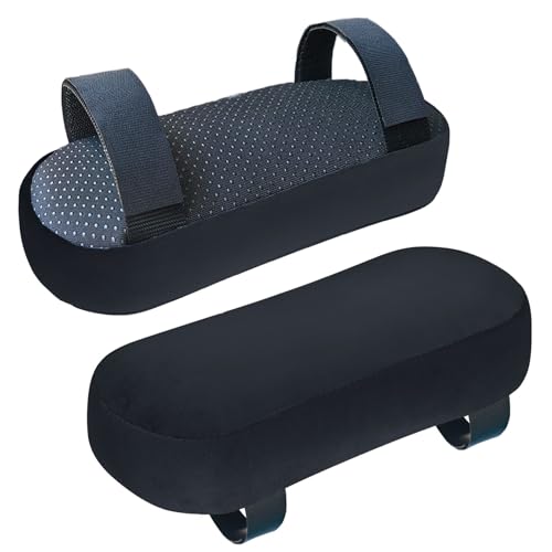 WdFour 2-Pack Non-Slip Armrest Pads for Office & Gaming Chairs - Ergonomic Forearm Support Pillow for Desk, Computer & Wheelchair, Pressure Relief Cushions (Black) - color: Black