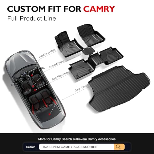 Original 2018-2024 Camry FWD Floor Mats & Cargo Liner for Toyota Camry (Not Fit Hybrid) - Custom Fit 1st & 2nd Row TPE Anti-Slip Floor Liners & Trunk Mat - All Weather Floor Mats Car Accessories - style: (1)Toyota Camry 2018-2024 Floor Mats & Cargo Liner