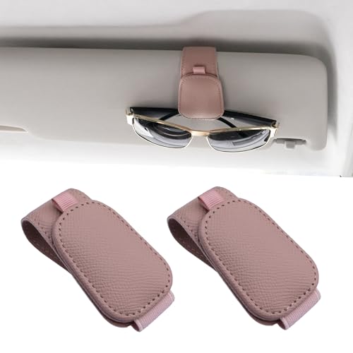 Yuoyar 2 Packs Magnetic Sunglass Holder for Car Visor (Pink) | Magnetic Interior Car Accessories - color: Pink, size: 2pcs
