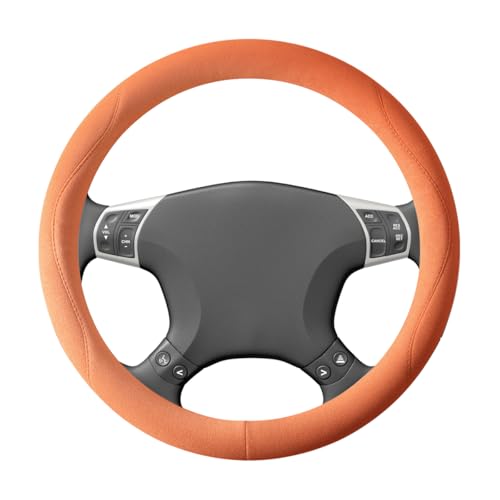 Car Steering Wheel Cover, 14.5-15" Breathable Soft Suede Steering Wheel Protector with Non-Slip Lining, Warm Auto Interior Protection Guard Accessories, Universal for Van Truck RV (Orange) - color: Orange