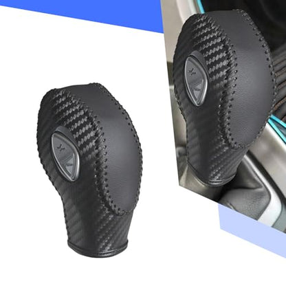 Car Gear Shift Cover, Genuine Leather Gear Knob Protector, Anti-Scratch Anti-Aging Shifter Cover, Compatible with Ford Focus Fiesta Fusion Escape (Black) - color: Black