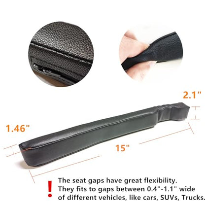 Leather Seat Gap Filler, No Drop Seat Guard Universal for Car SUV, Truck to Fill The Gap Between Seat and Console Black Crevice Plug Drop Blocker Stopper Catcher 2 Pack LB