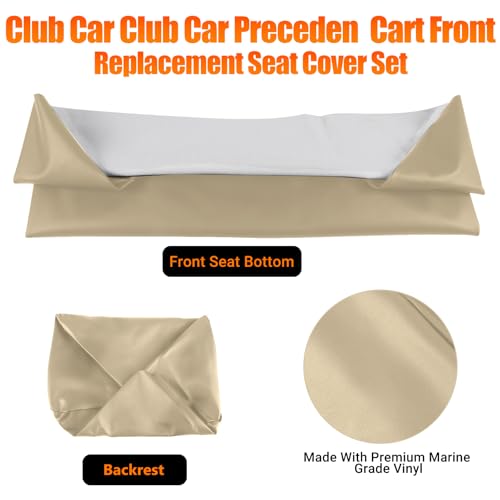 Golf Cart Front Seat Covers Staple On Replacement for Club Car Precedent 2004+ Golf Cart Seat Beige Micro Fiber Leather Seat Cover - color: Beige, size: Club Car Precedent 2004+