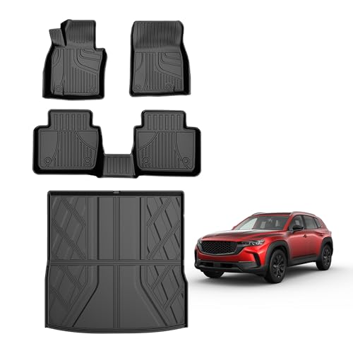Floor Mats & Cargo Liner Set Custom Fit for Mazda CX-50 2023-2026 (Not for Hybrid) All-Weather TPE Rubber Anti-Slip CX50 Car Interior Accessories - style: 4)23-25 CX-50 Floor & Cargo Mats