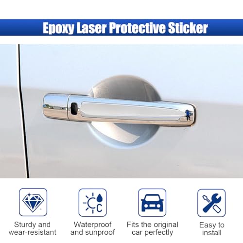 Car Door Handle Protectors, Anti-Scratch Anti-Collision Automotive Door Handle Cover Guard Decoration, Universal Self-Adhesive Car Exterior Protective Sticker for SUV Truck RV(White-Handle)