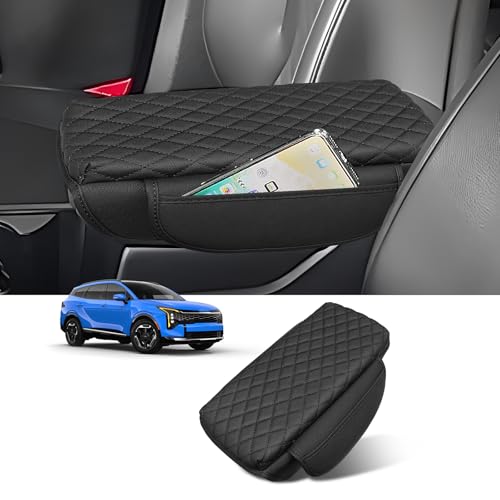 Custom for Center Console Cover Kia Sportage(NQ5) 2023-2026 Armrest Cover Accessories PU Leather Armrest Seat Box Cover Protector with Pockets Storage Bag - size: for Kia Sportage(NQ5) 2023-2026