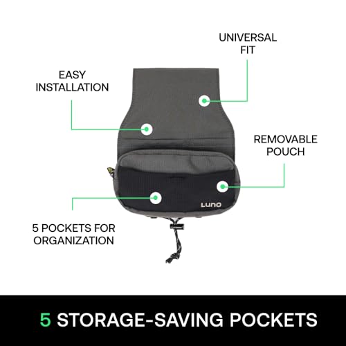 Luno Universal Headrest Organizer – Car Headrest Storage for Car with 5 Pockets, Removable MOLLE Pouch & Customizable Storage | Fits All Vehicles for Camping, Overlanding & Everyday Gear Access