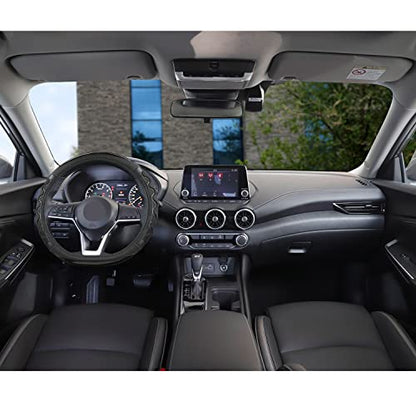 GIANT PANDA Steering Wheel Cover for Nissan Altima Rogue - Car Steering Wheel Cover for Nissan D Shape(Black-D-Shaped) - color: Black