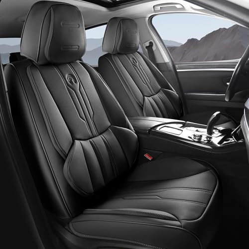 AOOG Car Seat Covers Custom Fit for Ford F150 2009-2026, Faux Leather Seat Cover Set for 2017-2025 F250 F350 F450, Accomodating Regular Cab Super Cab Super Crew Pickup Truck Cushions(Black, Full Set) - color: Black, size: Full Set