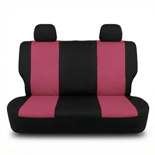 FH Group Automotive Rear Car Seat Covers for SUV, Trucks, Sedan and More - Universal Fit Rear Solid Bench Design Interior Accessories - 3D Mesh Fabric Center Panel - Burgundy - color: Burgundy, size: Rear Set